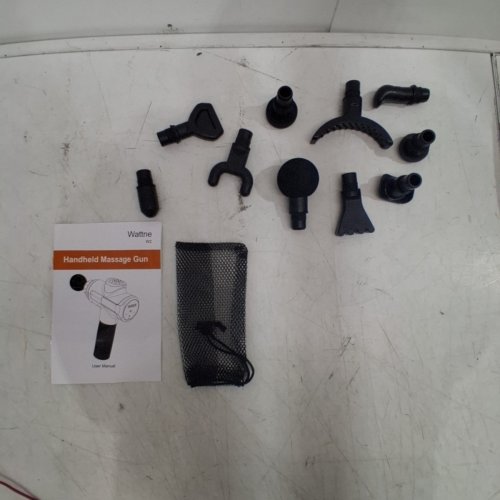 WATTNE MASSAGE DEEP TISSUE PERCUSSION MASSAGE GUN WITH ASSORTED ATTACHMENT HEADS - CARBON (MODEL: W2/RC-MG-010) image 3
