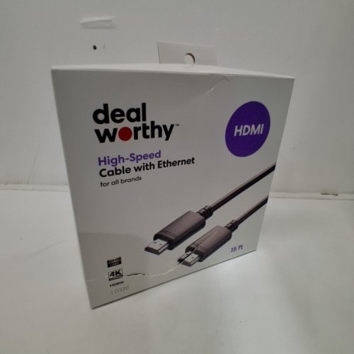 DEALWORTHY HIGH-SPEED HDMI CABLE WITH ETHERNET - 4K @ 60HZ - UP TO 18GBPS - 15FT - BLACK image 3