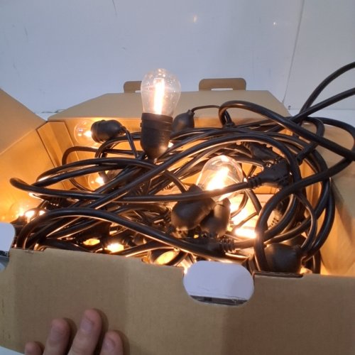 FEIT ELECTRIC WEATHERPROOF LED 24-LIGHT STRING LIGHTS WITH 2 SPARE LIGHTBULBS - 48FT - BLACK (MODEL: 1603293) image 2