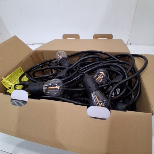 FEIT ELECTRIC WEATHERPROOF LED 24-LIGHT STRING LIGHTS WITH 2 SPARE LIGHTBULBS - 48FT - BLACK (MODEL: 1603293) image 3
