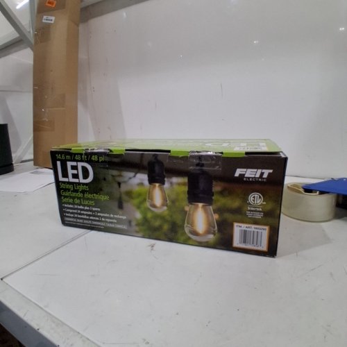 FEIT ELECTRIC WEATHERPROOF LED 24-LIGHT STRING LIGHTS WITH 2 SPARE LIGHTBULBS - 48FT - BLACK (MODEL: 1603293) image 4