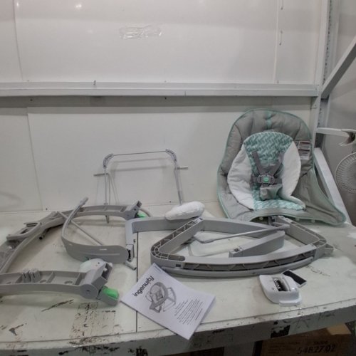 INGENUITY 3-IN-1 KEEP COZY GROW WITH ME VIBRATING BABY BOUNCER, ROCKER & CHAIR - 40LBS CAPACITY - WEAVER THEME GREY/WHITE/GREEN (MODEL: ‎12428) image 2