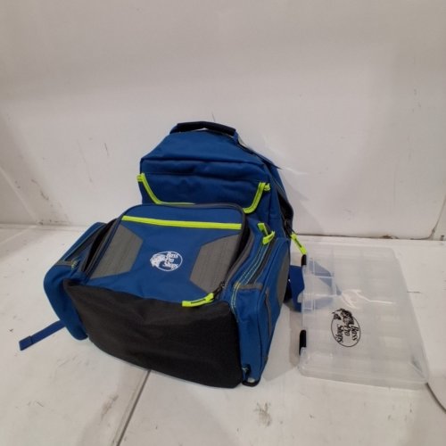 BPS PRO GUIDE 3600 BACKPACK TACKLE BAG - 20" X 15" - BLUE/GREEN image 2