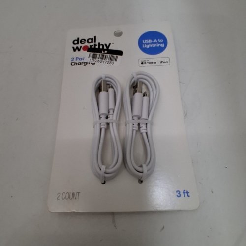 2PK DEALWORTHY FAST CHARGING USB-C TO LIGHTNING CABLES - 3FT EACH - WHITE image 2