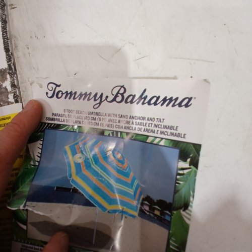 TOMMY BAHAMA BEACH UMBRELLA - 6FT - BLUE, ORANGE, AND WHITE image 4