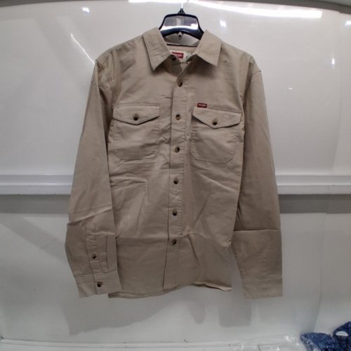 MEN'S WRANGLER BASIC WESTERN BUTTON UP/DOWN LONG SLEEVE SHIRT - MEDIUM - BEIGE/TAN (STYLE:10MP3482) image 2