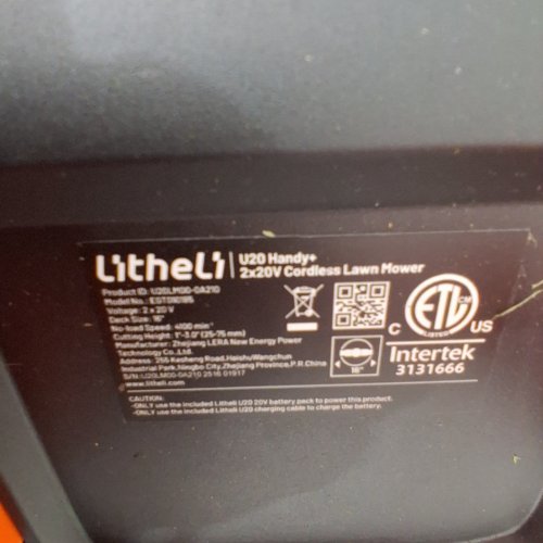LITHELI CORDLESS LAWN MOWER WITH ADJUSTABLE HEIGHT - 16" - WHITE/GREY (MODEL: EGT010185) image 3
