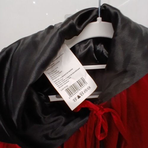ADULT UNISEX VELVET HOODED COSTUME CAPE - OSFM - RED / BLACK image 2