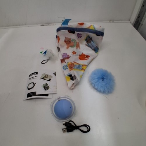 ORSDA MOVING CHIRPING BALL & 5 HOLE HIDE AND SEEK MOUSE CATCHING GAME CAT TOY - BLUE (MODEL: T98-P) image 2