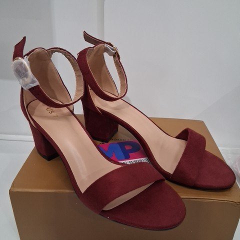 ANKLE STRAP HEELED SANDALS - SIZE 7 - BURGUNDY image 2