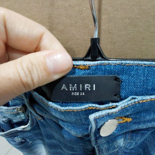 MEN'S AMIRI DISTRESSED CRYSTAL TRACK JEANS - SIZE 34 - 70FTS INDIGO image 4