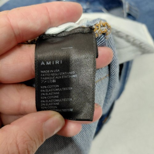 MEN'S AMIRI DISTRESSED CRYSTAL TRACK JEANS - SIZE 34 - 70FTS INDIGO image 6