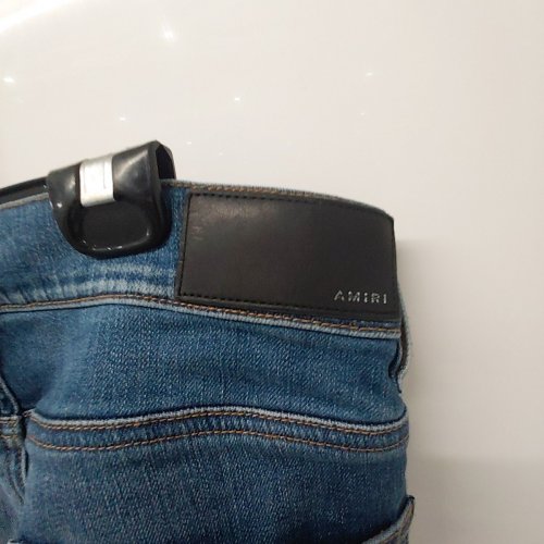 MEN'S AMIRI DISTRESSED CRYSTAL TRACK JEANS - SIZE 34 - 70FTS INDIGO image 8