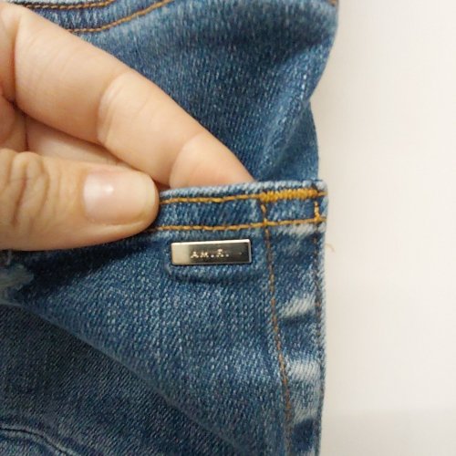 MEN'S AMIRI DISTRESSED CRYSTAL TRACK JEANS - SIZE 34 - 70FTS INDIGO image 9