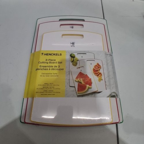3PC HENCKELS CUTTING BOARDS - ASSORTED SIZES - WHITE/MULTICOLOR - (MODEL: 1901756/1013503 image 2