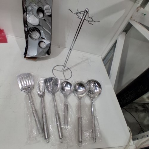 7PC STAINLESS STEEL DURABLE KITCHEN WARE UTENSILS - SILVER image 3
