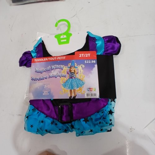 2PC TODDLER MAGICAL WITCH COSTUME DRESS AND HAT - 2T - BLUE/PURPLE image 2