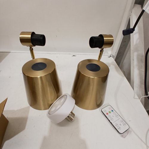 2PK HOTRAN BATTERY WALL LAMPS - GOLD image 3