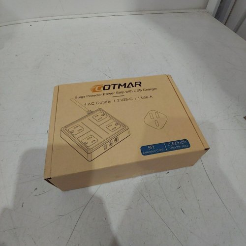 GOTMAR FLAT PLUG POWER BAR WITH USB C - 5FT - WHITE (MODEL: WT-2301-PL) image 2