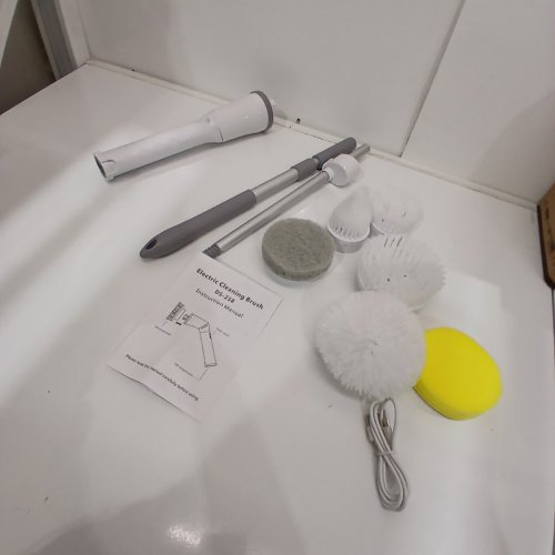 LICHFFY TORNADO SCRUB 2 SPEED CORDLESS ELECTRIC CLEANING BRUSH - UP TO 47" - 480 RPM - WHITE (MODEL: DS-258) image 3