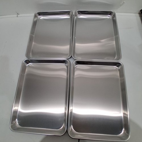 4PK NEW STAR FOODSERVICE UNCOATED ALUMINUM QUARTER BAKING SHEETS - 9.5" X 13" X 1" - SILVER (MODEL: 1995216) image 2