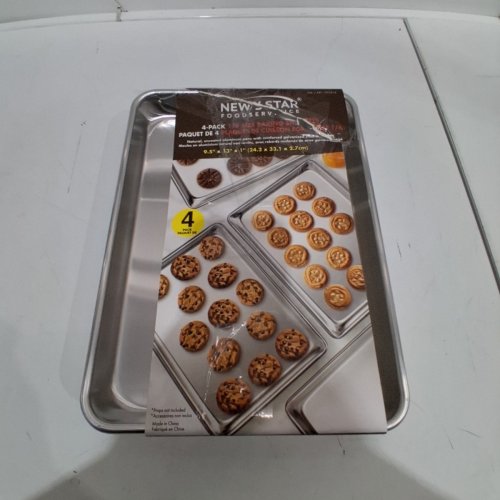 4PK NEW STAR FOODSERVICE UNCOATED ALUMINUM QUARTER BAKING SHEETS - 9.5" X 13" X 1" - SILVER (MODEL: 1995216) image 3
