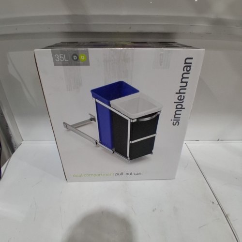 SIMPLEHUMAN UNDER COUNTER KITCHEN PULL-OUT RECYCLER - 35L - BLUE/BLACK (MODEL: CW1016) image 4