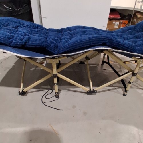 OVERMONT CAMPING COT WITH MATTRESS - EXTRA WIDE 28" - BLUE image 3