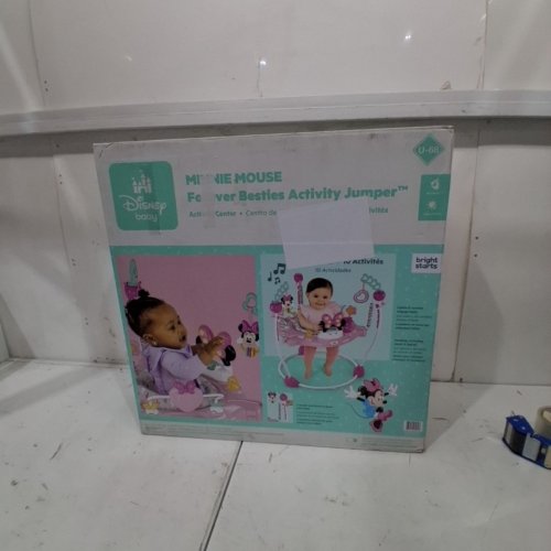 BRIGHT STARTS MINNIE MOUSE FOREVER BESTIES BABY ACTIVITY CENTER JUMPER - 25LBS CAPACITY - PINK/WHITE/BLUE (MODEL: 13062) image 2