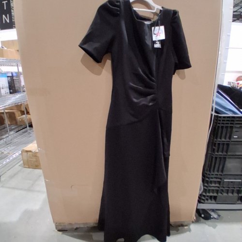 WOMEN'S XSCAPE DEMI" SCUBA SHORT SLEEVE SIDE RUCHED GOWN - 14 - BLACK (STYLE: 3758X) image 2