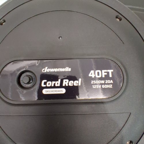 AUTOMATIC RETRACTABLE EXTENSION CORD REEL -2500W - 125 V - 60HZ - 40FT - BLACK (ITEM: HCRD40S) image 2