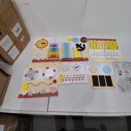 CATEAM SENSORY WALL PANEL FOR KIDS, ACTIVITY WALL BUSY BOARD FOR TODDLERS AND PRESCHOOLERS - 16" - SHIP/ WOOD (MODEL: CAT36) image 2