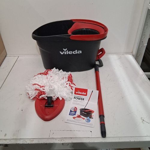 VILEDA EASYWRING MICROFIBRE POWER SPIN FLOOR CLEANING BUCKET AND MOP SET WITH COLLAPSABLE HANDLE - RED (MODEL: TSU183418) image 2