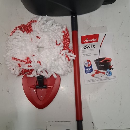 VILEDA EASYWRING MICROFIBRE POWER SPIN FLOOR CLEANING BUCKET AND MOP SET WITH COLLAPSABLE HANDLE - RED (MODEL: TSU183418) image 3