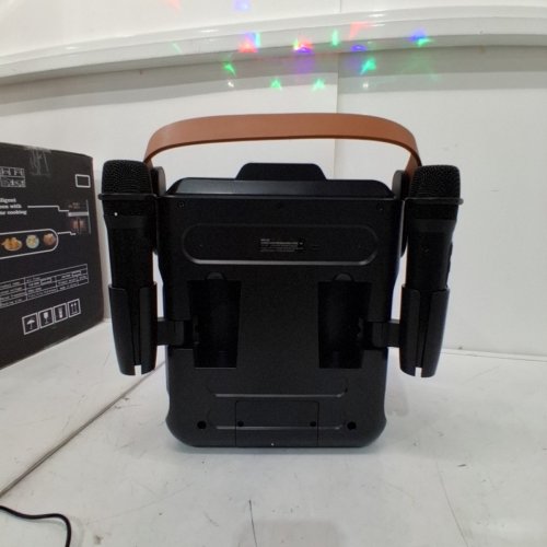 3PC SINGING MACHINE GROOVE DISCO BLUETOOTH KARAOKE MACHINE WITH DISCO BALL AND LED LIGHTS - 18V - BLACK (MODEL: SML722) image 5
