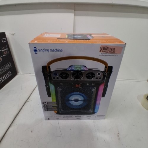 3PC SINGING MACHINE GROOVE DISCO BLUETOOTH KARAOKE MACHINE WITH DISCO BALL AND LED LIGHTS - 18V - BLACK (MODEL: SML722) image 6