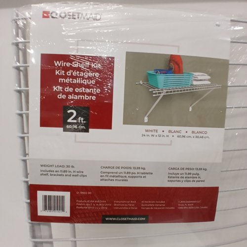 CLOSETMAID WIRE SHELF KIT - 2FT X 12" - WHITE (ITEM: 01-19902-00) image 2
