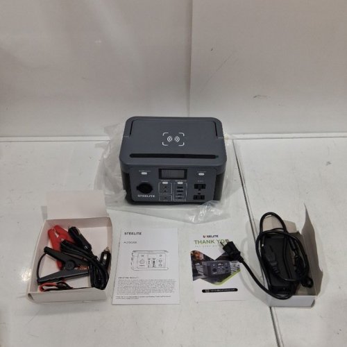 STEELITE PORTABLE POWER STATION LITHIUM BATTERY SOLAR GENERATOR WITH FAST CHARGING AND BATTERY CABLES - 60000MAH - 300W 120V - BLACK (MODEL: AZ6066) image 3