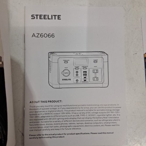 STEELITE PORTABLE POWER STATION LITHIUM BATTERY SOLAR GENERATOR WITH FAST CHARGING AND BATTERY CABLES - 60000MAH - 300W 120V - BLACK (MODEL: AZ6066) image 4