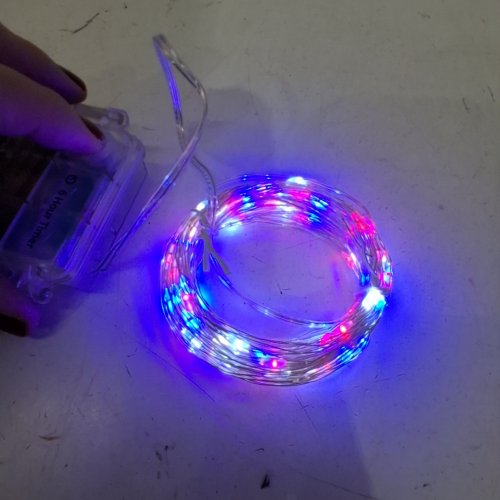 2 LAMPHOME BATTERY OPERATED PATRIOTIC 100 LED FAIRY LIGHTS - 33FT - RED/WHITE/BLUE image 2