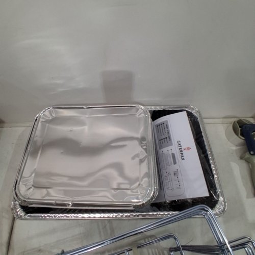 5PK CATERPAX DISPOSABLE CATERING BUFFET SET WITH UTENSILS - 5 TRAY - SILVER (ITEM: CP-10T5RFF) image 3