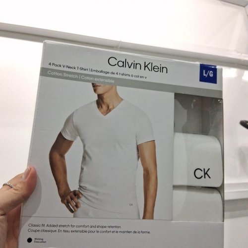 4PK MEN'S CALVIN KLEIN V-NECK T-SHIRTS - LARGE - WHITE - (STYLE: 1645182) image 3