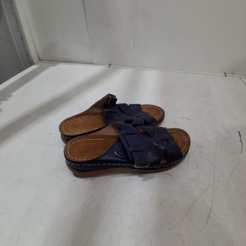 WOMEN'S CASUAL SUMMER WEDGE SANDALS - SIZE 10/10.5 (UE: 41) - NAVY BLUE image 2