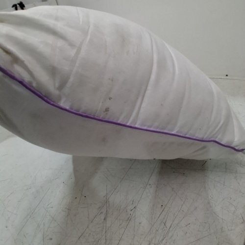 JOLLYVOGUE LUXURY BED PILLOW - KING (20" X 36") - WHITE / PURPLE PIPING TRIM image 3