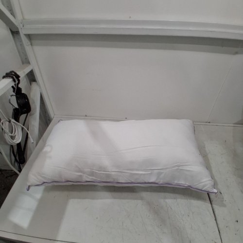JOLLYVOGUE LUXURY BED PILLOW - KING (20" X 36") - WHITE / PURPLE PIPING TRIM image 4