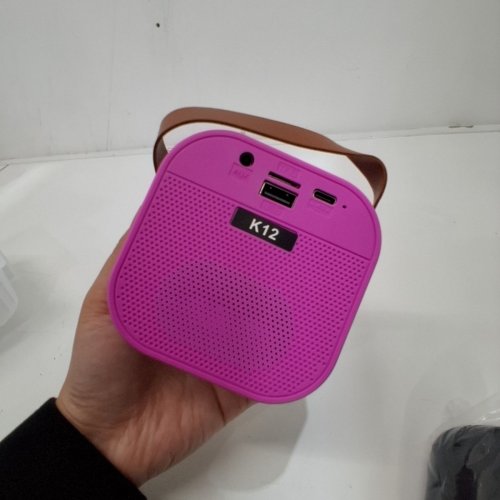 3PC QUPITE BLUETOOTH MINI KARAOKE MACHINE WITH 2 MICROPHONES WITH LED LIGHTS - BRIGHT PINK (MODEL: K12) image 6