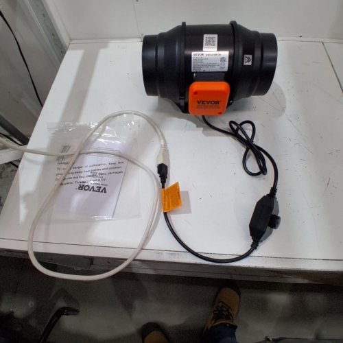 VARIABLE SPEED INLINE DUCT VENTILATION FAN WITH SPEED CONTROLLER - 400CFM- 2600RPM - BLACK/ORANGE (MODEL: BT-FL16A) image 2