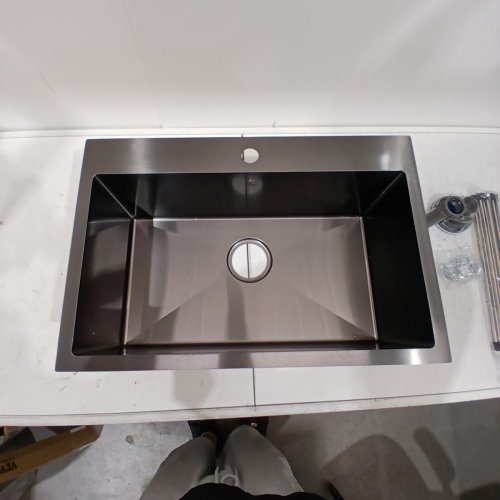 YUTONG 28" X 18" UNDER MOUNT STAINLESS STEEL KITCHEN SINK (SINGLE BOWL), BLACK image 3