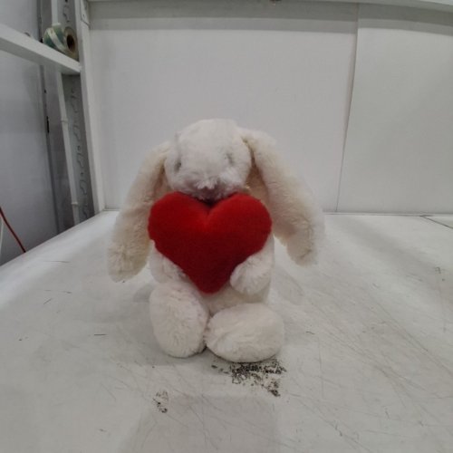 JELLYCAT BASHFUL RED LOVE HEART BUNNY - 10" - WHITE/RED image 2