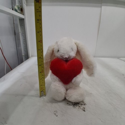 JELLYCAT BASHFUL RED LOVE HEART BUNNY - 10" - WHITE/RED image 3